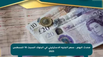 محدث اليوم.. سعر الجنيه الإسترليني في البنوك السبت 16 أغسطس 2025